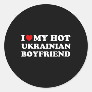 Sticker Rond J'aime (cœur) Mon Copain Ukrainien Chaud Valentin