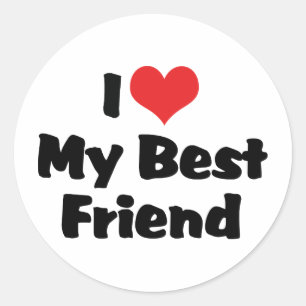 Sticker Rond J'aime cœur mon meilleur ami - BFF