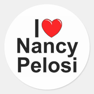 Sticker Rond J'aime (coeur) Nancy Pelosi