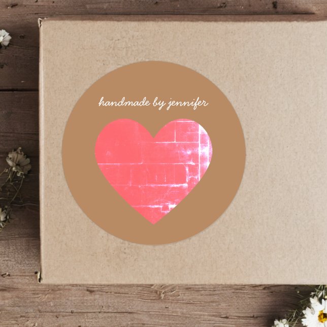 Sticker Rond J'aime Coeur Rouge artisanal par nom Customisé mig (Créateur téléchargé)