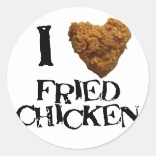 Sticker Rond J'aime collant au poulet frit