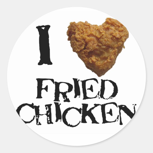 Sticker Rond J'aime collant au poulet frit (Devant)