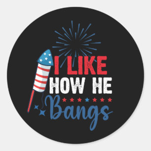 Sticker Rond J'aime comment il baise Couple patriotique du 4 ju