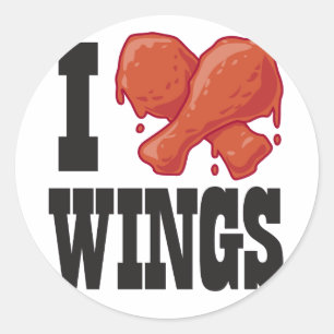 Sticker Rond J'aime des ailes de poulet
