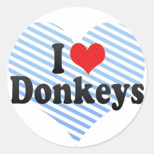 Sticker Rond J'aime des ânes