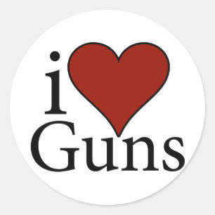 Sticker Rond J'aime des armes à feu