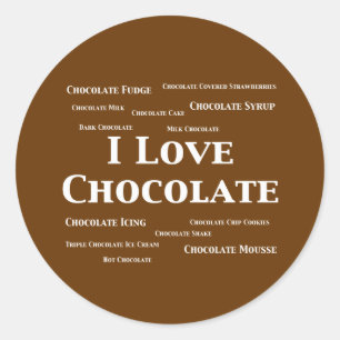 Sticker Rond J'aime des cadeaux de chocolat