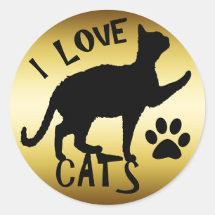 STICKER ROND J'AIME DES CHATS