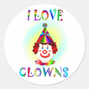 Sticker Rond J'aime des clowns