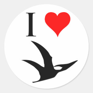 Sticker Rond J'aime des dinosaures - ptérodactyle