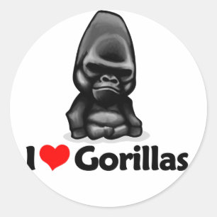 Sticker Rond J'aime des gorilles