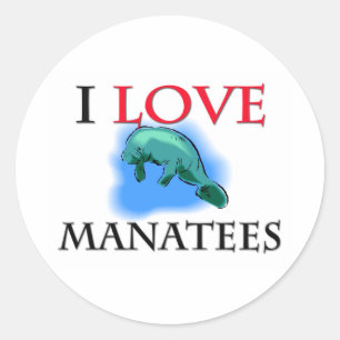 Sticker Rond J'aime des lamantins