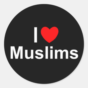 Sticker Rond J'aime des musulmans (de coeur)