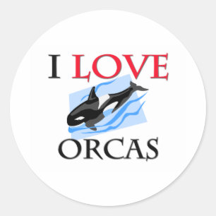 Sticker Rond J'aime des orques