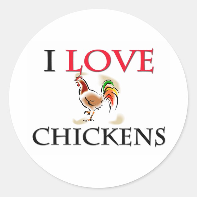 Sticker Rond J'aime des poulets (Devant)