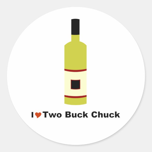 Sticker Rond J'Aime Deux Buck Chuck (Devant)