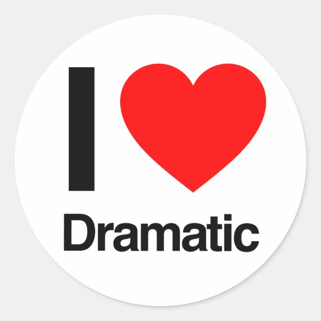 Sticker Rond j'aime dramatique (Devant)