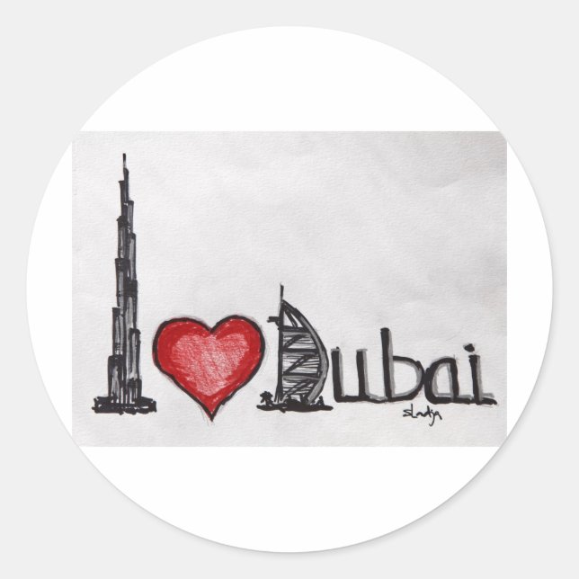 Sticker Rond J'aime Dubaï (Devant)