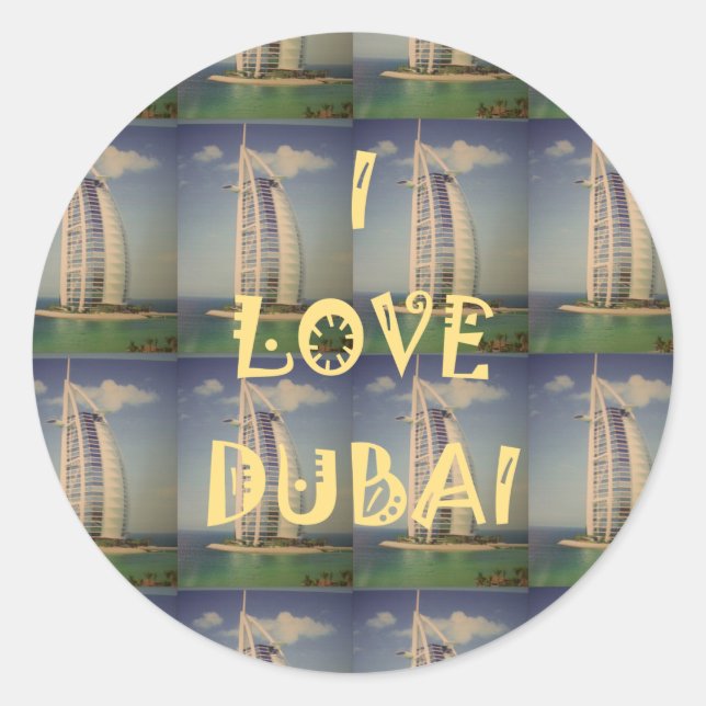 Sticker Rond J'aime Dubaï (Devant)
