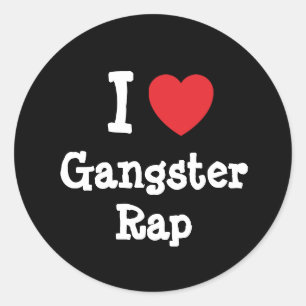 Sticker Rond J'aime Gangster Rap coeur personnalisé