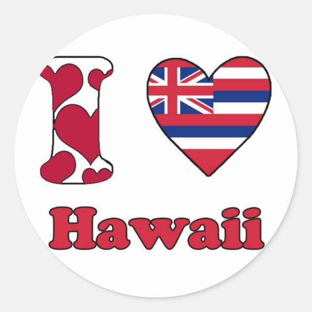 Sticker Rond J'aime Hawaii (Devant)