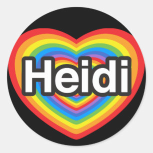 Sticker Rond J'aime Heidi. Je t'aime Heidi. Cœur