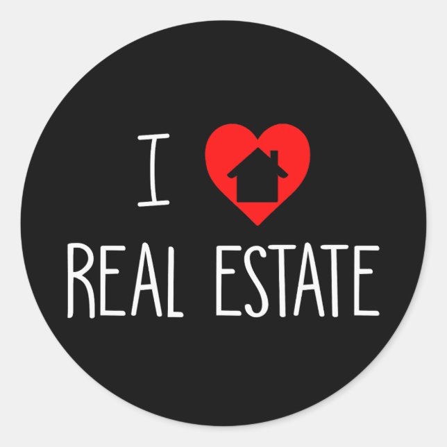 Sticker Rond J'aime Immobilier Realtor House Coeur (Devant)