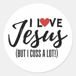 Sticker Rond J'Aime Jésus (Mais J'Aime Beaucoup !)