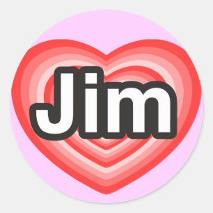 Sticker Rond J'aime Jim. Je t'aime Jim. Cœur