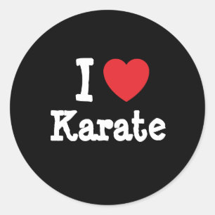 Sticker Rond J'aime Karate coeur personnalisé