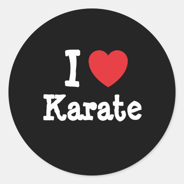 Sticker Rond J'aime Karate coeur personnalisé (Devant)