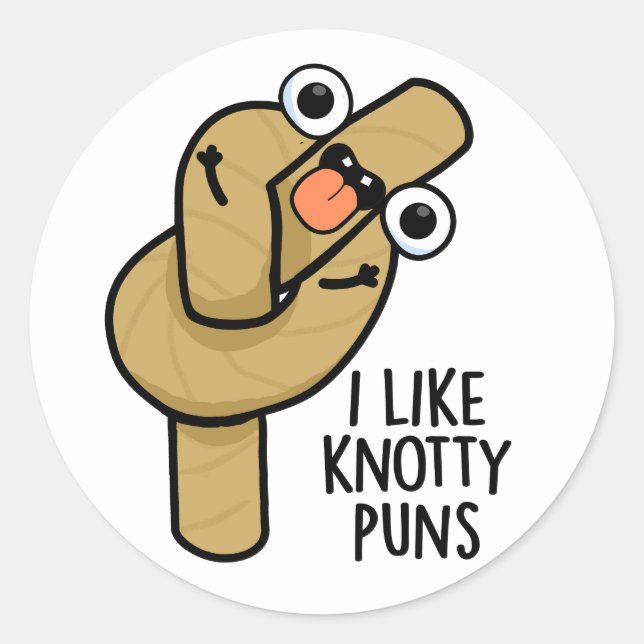 Sticker Rond J'Aime Knotty Puns Funky Rope Pun (Devant)
