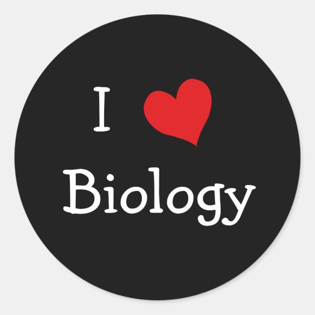 Sticker Rond J'aime la biologie (Devant)
