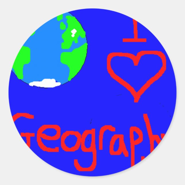 Sticker Rond j'aime la cravate géographique (Devant)