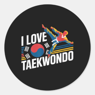 Sticker Rond J'aime la fierté des arts martiaux Taekwondo