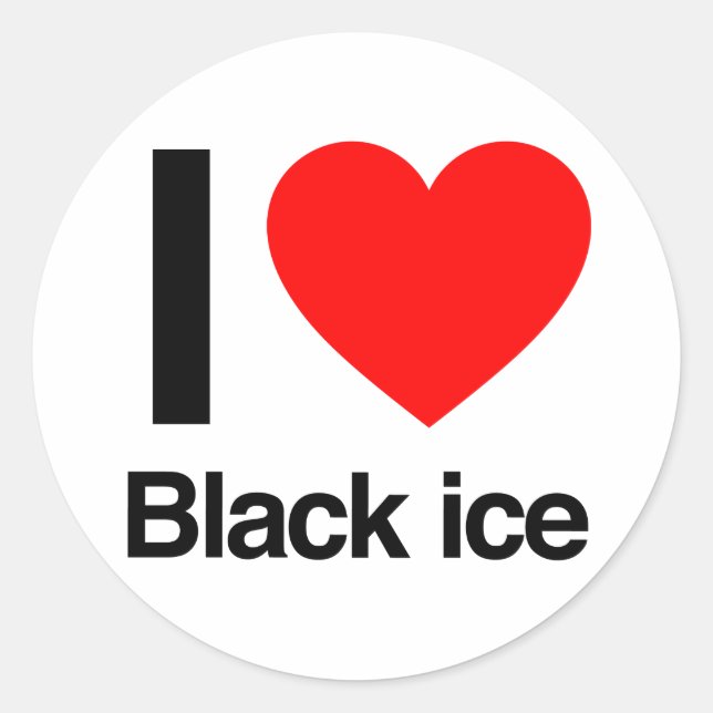 Sticker Rond j'aime la glace noire (Devant)