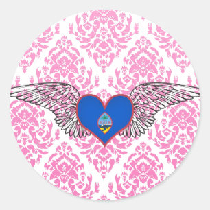 Sticker Rond J'aime la Guam - ailes