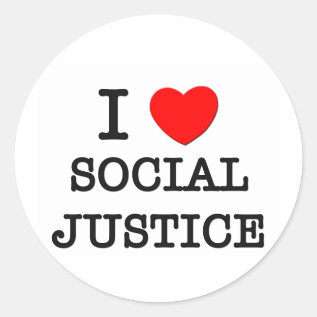 Sticker Rond J'aime la justice sociale (Devant)