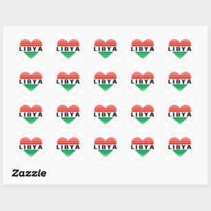 Sticker Rond J'aime la Libye, le coeur libyen