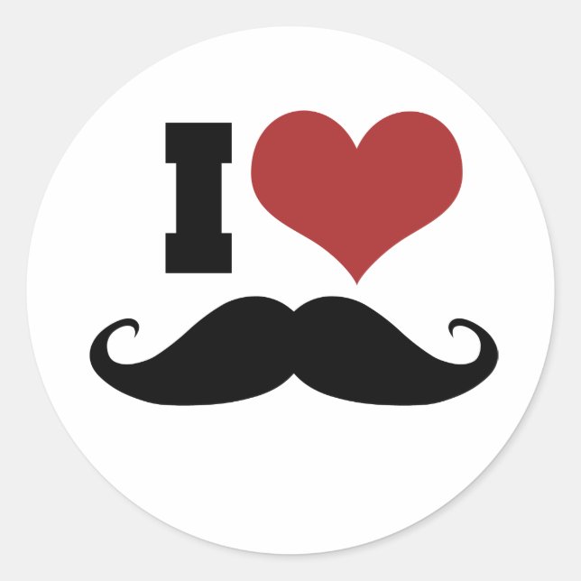 Sticker Rond J'aime la moustache (Devant)