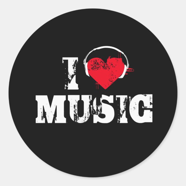 Sticker Rond J'aime la musique (Devant)