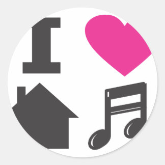 Sticker Rond J'aime la musique de maison
