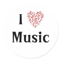 J'aime la musique Rouge Cœur de notes de musique