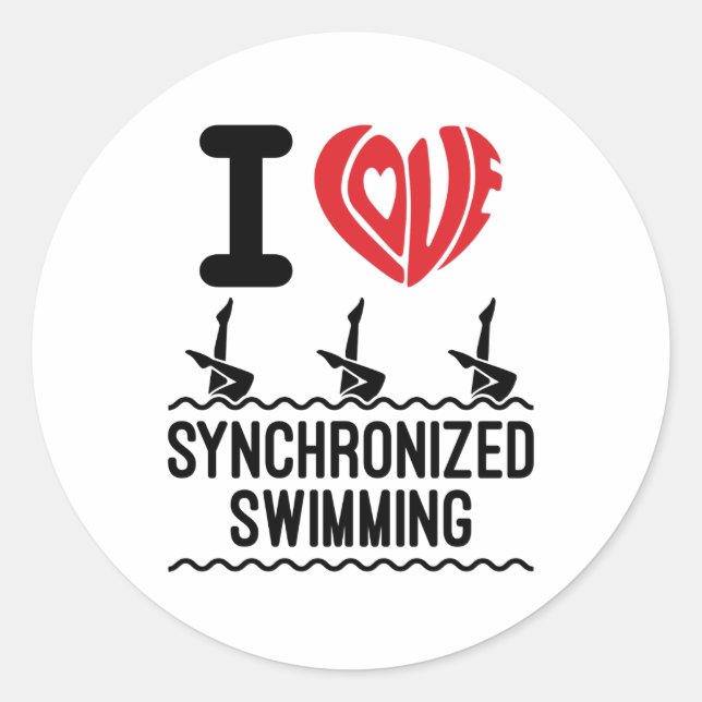 Sticker Rond J'aime la natation synchronisée (Devant)
