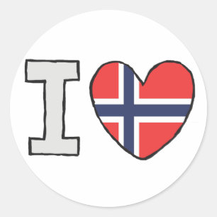 Sticker Rond J'aime la Norvège