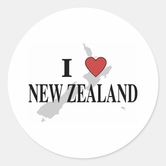 Sticker Rond J'aime la Nouvelle-Zélande (Devant)
