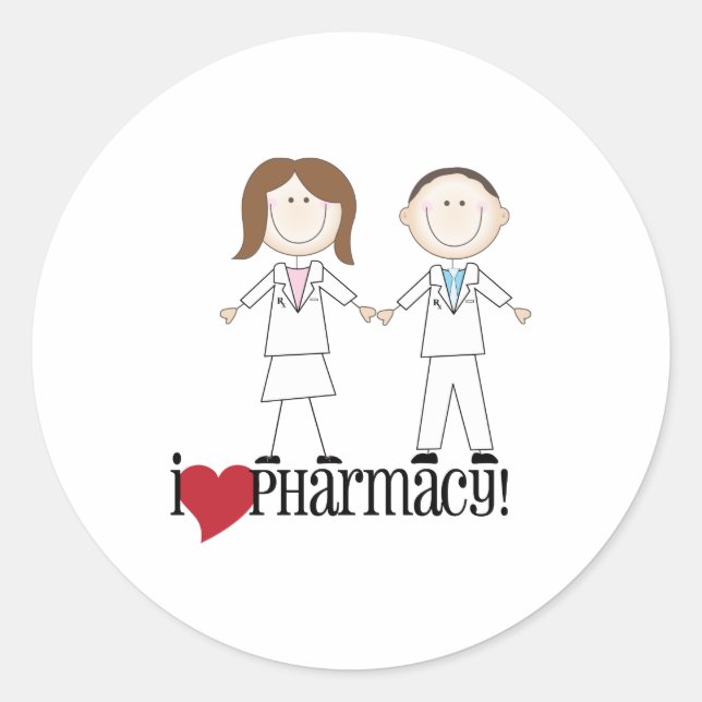 Sticker Rond J'aime la pharmacie (Devant)