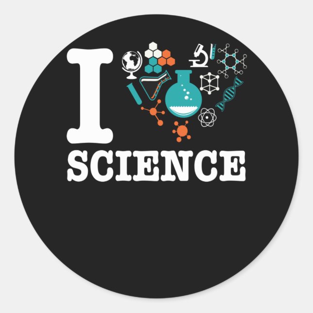 Sticker Rond J'aime la science (Devant)