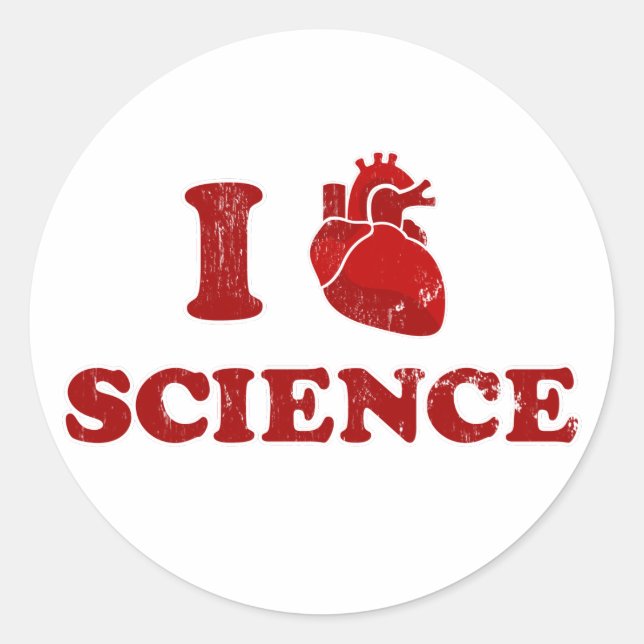 Sticker Rond j'aime la science / i coeur science / anatomie (Devant)