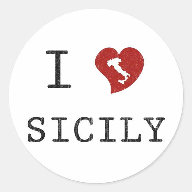 Sticker Rond J'aime la Sicile (Devant)